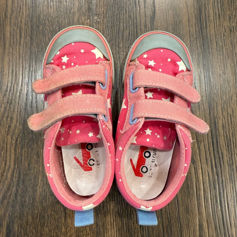 See Kai Run Pink and White Velcro Sneakers